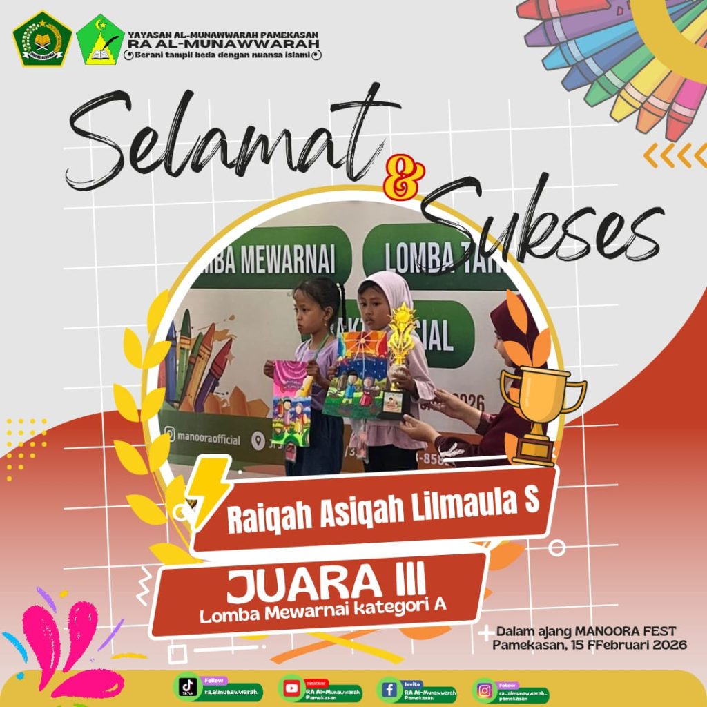 Raiqah Asiqah Limaula S Raih Juara III Lomba Mewarnai MANOORA FEST 2026