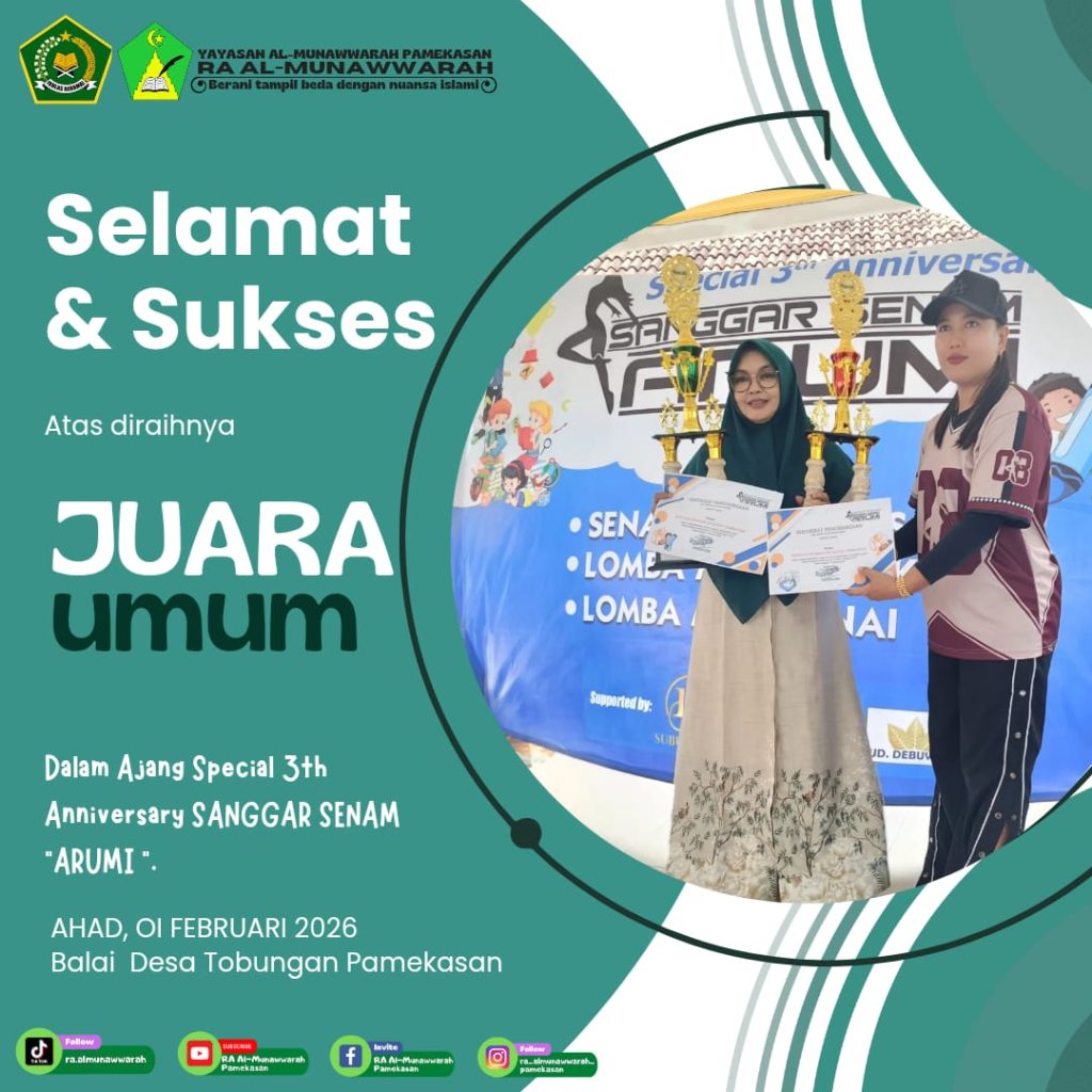 Prestasi Gemilang Siswa RA Al-Munawwarah di Ajang Special 3rd Anniversary Sanggar Senam "ARUMI"