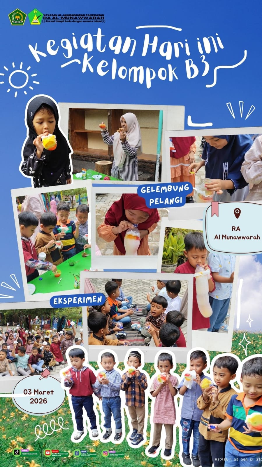 Kegiatan Ramadhan Ceria RA Al-Munawwarah (Eksperimen Gelembung Pelangi)