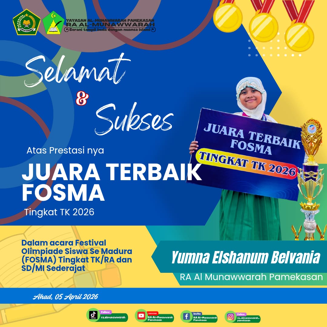 Siswa RA Al-Munawwarah Raih Juara Terbaik pada Ajang FOSMA 2026