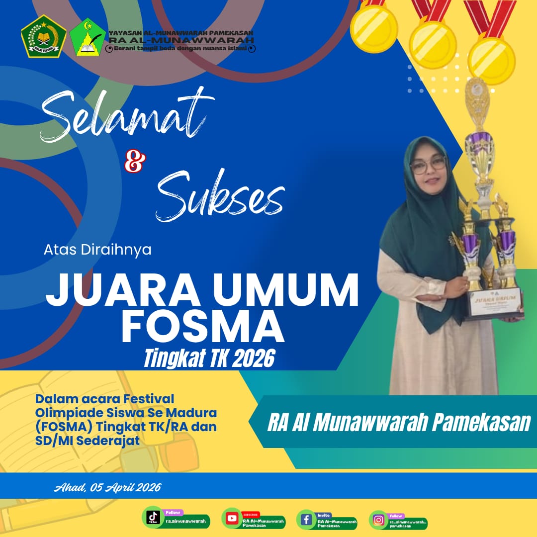 RA Al-Munawwarah Pamekasan Raih Juara Umum FOSMA Tingkat TK 2026