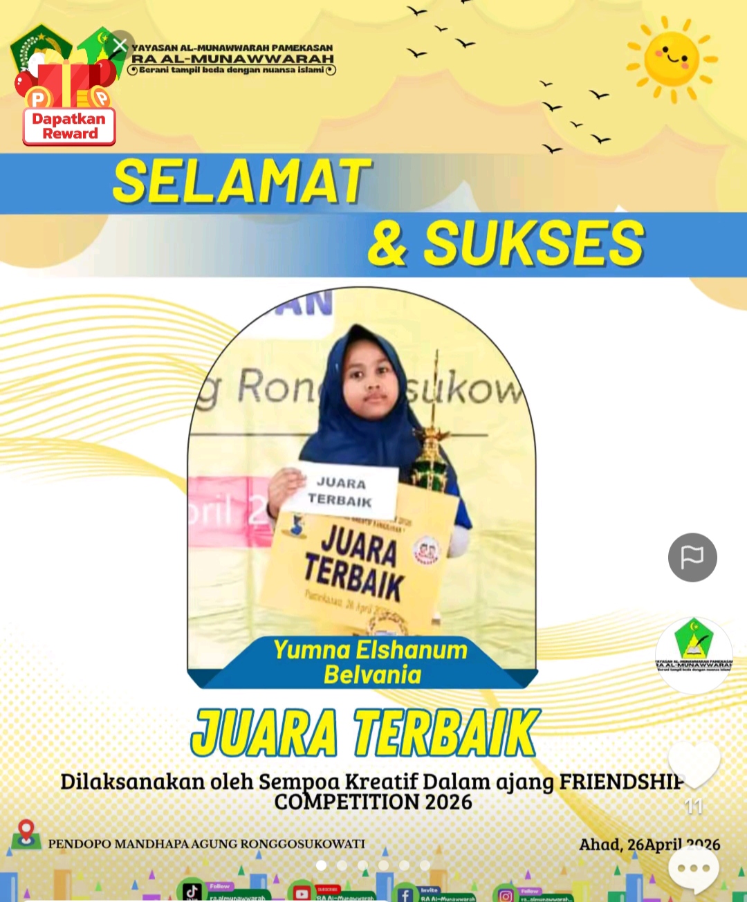 Prestasi Siswa RA Al-Munawwarah dalam Ajang Friendship Competition 2026