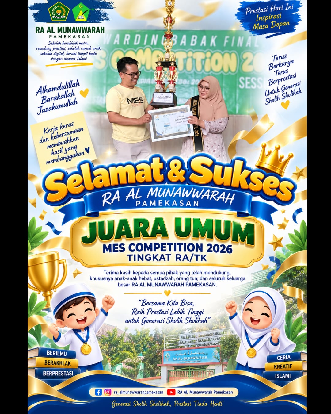 RA Al-Munawwarah Pamekasan Raih Juara Umum MES Competition 2026 Tingkat RA/TK